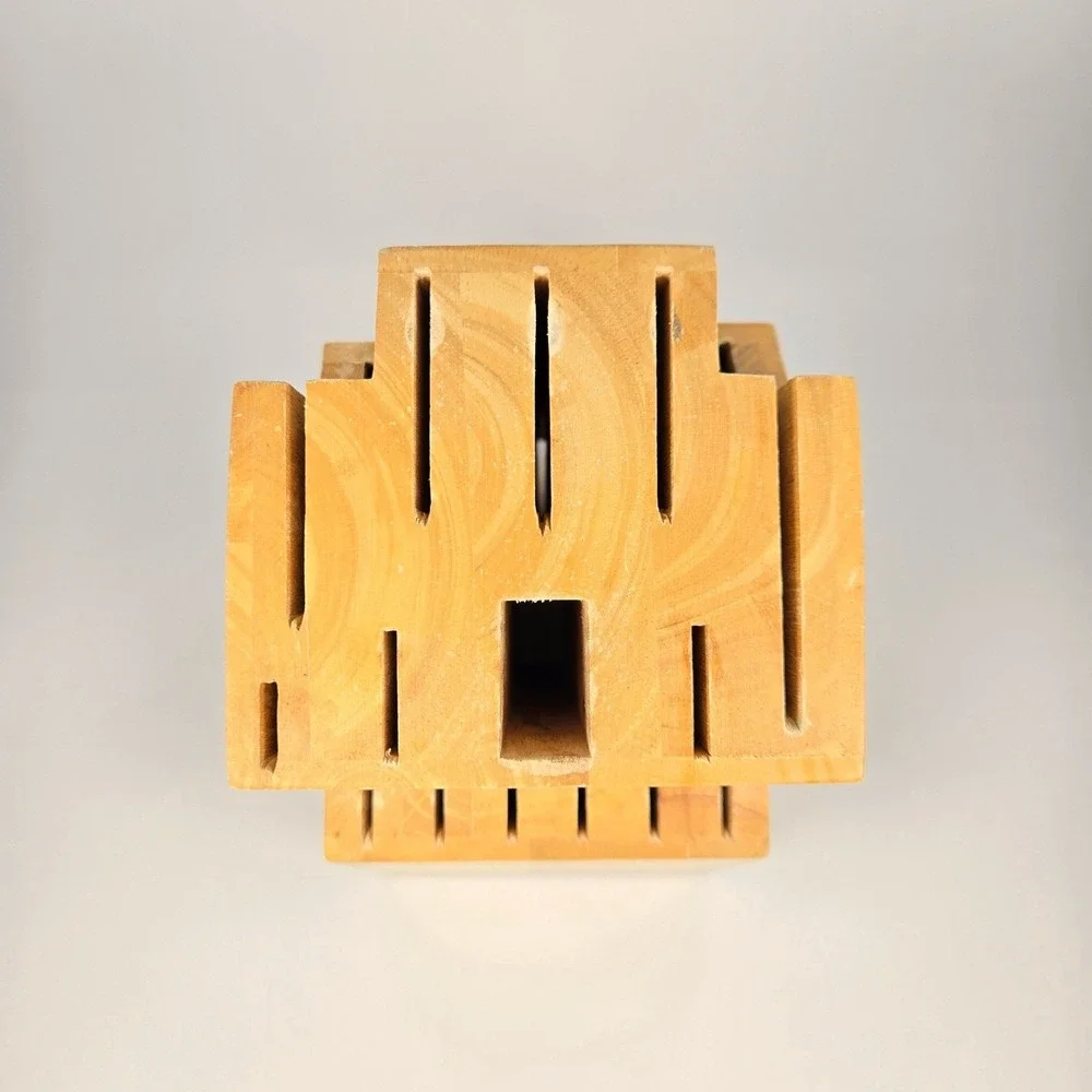 Miracle Blade Wood Knife Block‎ 15 Slot Tiered Kitchen Cutlery Storage Natural